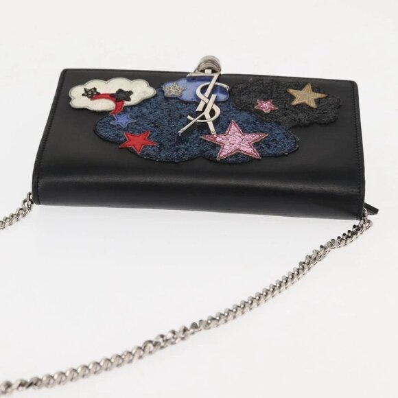 SAINT LAURENT Kate Tassel Chain Shoulder Bag Leather Black Silver Auth bs30026 - Picture 7 of 16